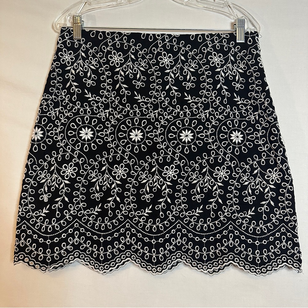 Elegant Black and White Embroidered Skirt